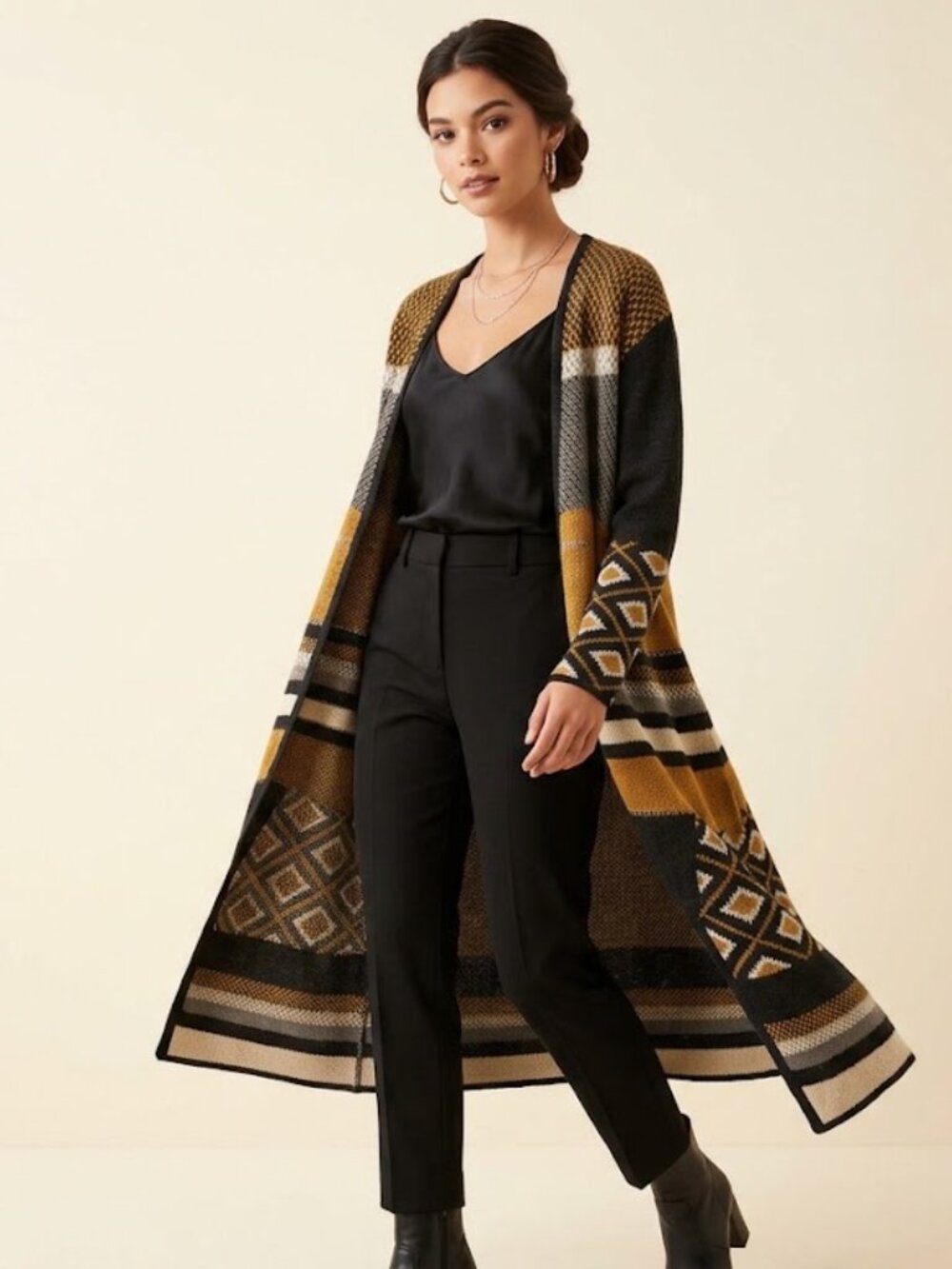 K. Jordan Womens Plus Size 3X Open Front Cardigan With Southwestern Pattern